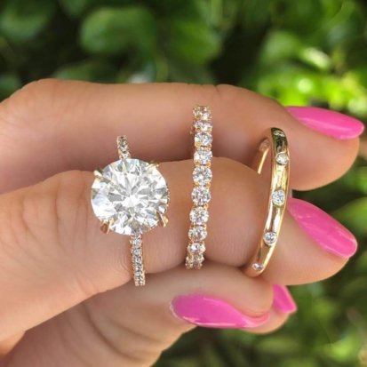 diamond engagement ring and wedding bands