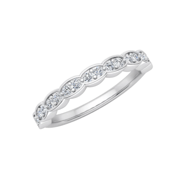 Diamond Scalloped Band Ring – 14K White Gold, 0.34 CTW, Markman’s Signature