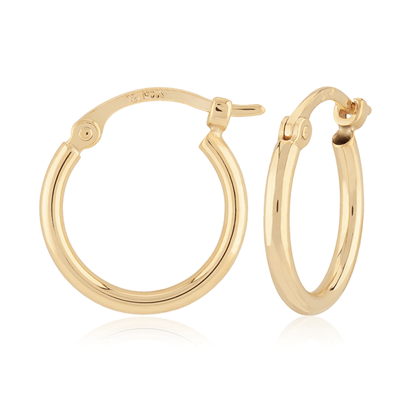 Small 14K Yellow Gold Tube Hoop Earrings by Carla Corporation – 1.5mm Round, Snap Closure