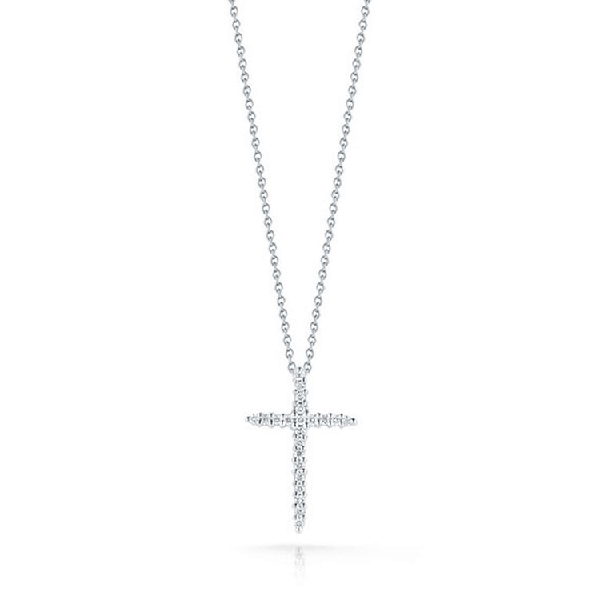 Roberto Coin Tiny Treasures 18K White Gold Diamond Silver Cross Necklace