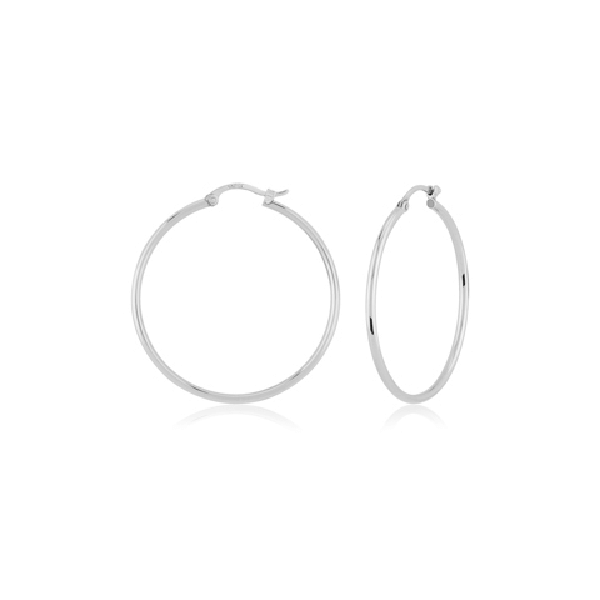 Carla Corp Large 14K White Gold Tube Hoop Earrings