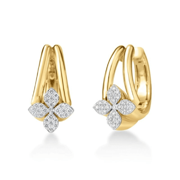 Roberto Coin Love in Verona Small Double Hoop Earrings in 18K Yellow & White Gold