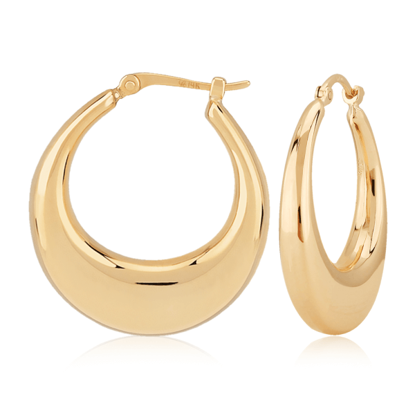Carla Corp 14K Yellow Gold Plain Shell Hoop Earrings