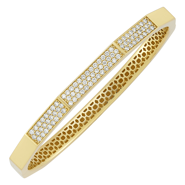 DA Gold 18K Yellow Gold Diamond Hinged Bangle